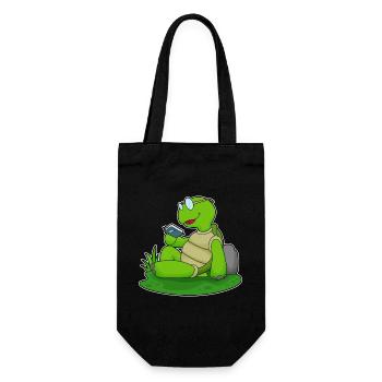 Schildkröte Nerd Buch Brille - Geschenkbeutel für Flaschen - Schwarz - Vorne