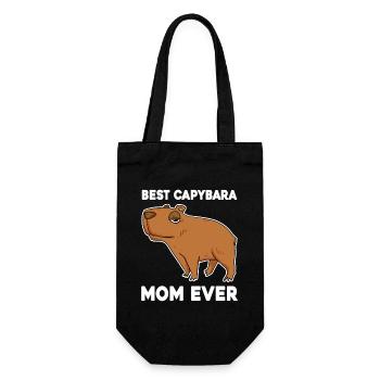 Capybara Mama Wasserschwein - Geschenkbeutel für Flaschen - Schwarz - Vorne