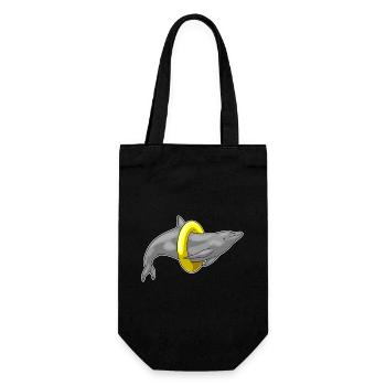 Delfin Schwimmen Rettungsring - Geschenkbeutel für Flaschen - Schwarz - Vorne