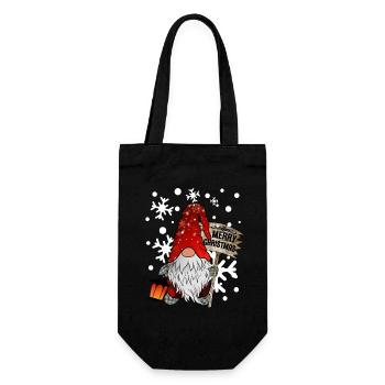 Weihnachts Zwerg Christmas Gnome mit Schneeflocken - Geschenkbeutel für Flaschen - Schwarz - Vorne