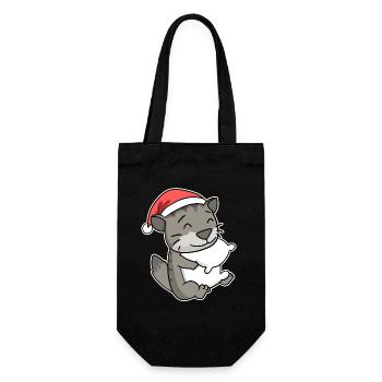 Chat sibérien Chat Noël Sommeil Fatigué - Sac à bouteille - noir - Devant