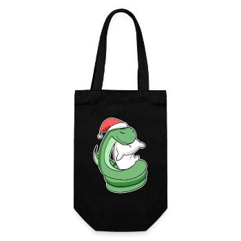 Schlange Weihnachten Schlafen Schlaf Ausschlafen - Geschenkbeutel für Flaschen - Schwarz - Vorne