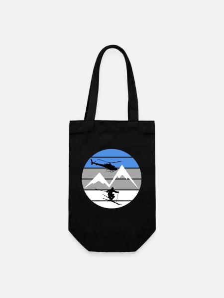 Heliskiing - Skiing Winter Sports - Gift Bag for Bottles - black