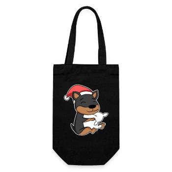 Dog Christmas Sleep Tired pillows - Gift Bag for Bottles - black - Front