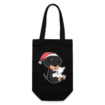 Teckel chien Noël sommeil fatigué - Sac à bouteille - noir - Devant