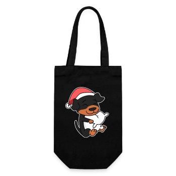 Rottweiler Dog Christmas Sleep Tired - Gift Bag for Bottles - black - Front