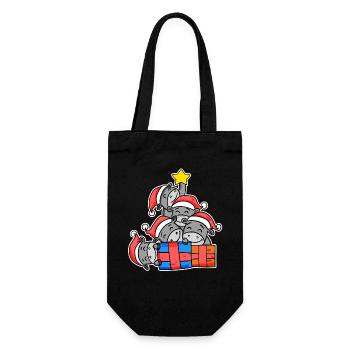Weihnachten Weihnachtsbaum Esel mit Geschenke - Geschenkbeutel für Flaschen - Schwarz - Vorne