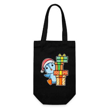 Pingouin de Noël avec cadeaux - Sac à bouteille - noir - Devant