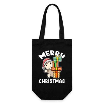 Frohe Weihnachten Schaf mit Geschenke - Geschenkbeutel für Flaschen - Schwarz - Vorne