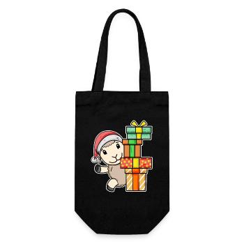 Weihnachten Schaf mit Geschenke - Geschenkbeutel für Flaschen - Schwarz - Vorne