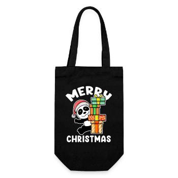 Joyeux panda de Noël - Sac à bouteille - noir - Devant