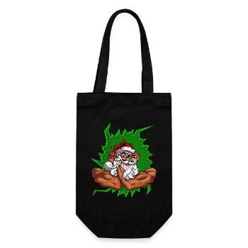 Weihnachtsmann mit Arme - Geschenkbeutel für Flaschen - Schwarz - Vorne