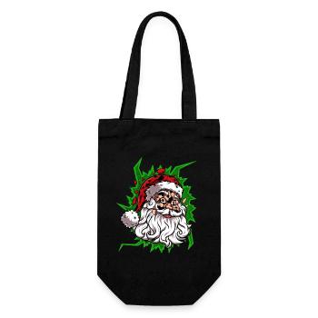 Weihnachtsmann frohe Weihnachten - Geschenkbeutel für Flaschen - Schwarz - Vorne