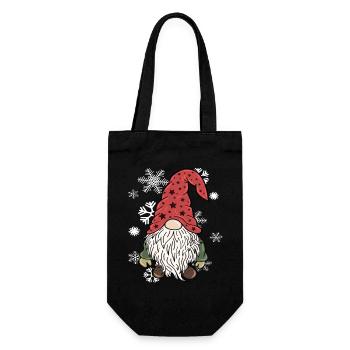 Gnome Christmas Elves Snowflakes - Gift Bag for Bottles - black - Front