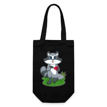Waschbär Poker Pokerkarten - Geschenkbeutel für Flaschen - Schwarz - Vorne
