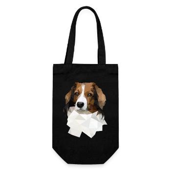 Kooikerhondje im Polygon Style - Geschenkbeutel für Flaschen - Schwarz - Vorne