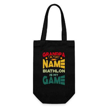 Grandpa Is My Name Biathlon Is My Game - Gift Bag for Bottles - black - Front