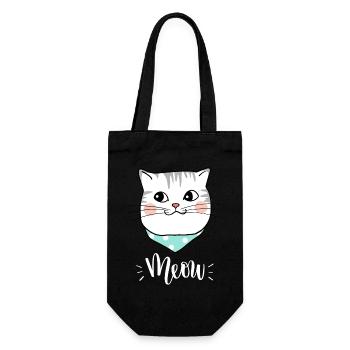 Mignon Kawaii drôle de chat disant miaulement - Sac à bouteille - noir - Devant