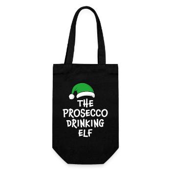 Der Prosecco-Trinkelf - Geschenkbeutel für Flaschen - Schwarz - Vorne