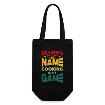 Grandpa Is My Name Cooking Is My Game Koch - Geschenkbeutel für Flaschen - Schwarz - Vorne