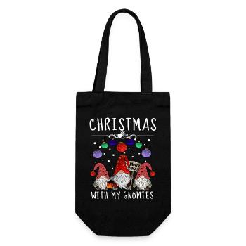 Gnome Familie Weihnachts Wichtel - Geschenkbeutel für Flaschen - Schwarz - Vorne
