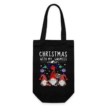 Frohe Weihnachten Gnom Familie - Geschenkbeutel für Flaschen - Schwarz - Vorne