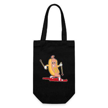 Hotdog Skifahrer Ski - Geschenkbeutel für Flaschen - Schwarz - Vorne