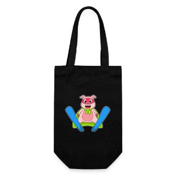 Pig Ski Jumper Ski - Gift Bag for Bottles - black - Front