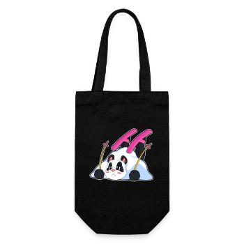 Panda Skier Ski - Gift Bag for Bottles - black - Front