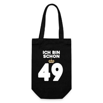 49 Geburtstag - 49 Jahre mit Krone - Geschenkbeutel für Flaschen - Schwarz - Vorne