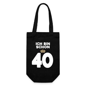 40 Geburtstag - 40 Jahre mit Krone - Geschenkbeutel für Flaschen - Schwarz - Vorne