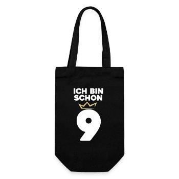 9 Geburtstag - 9 Jahre mit Krone - Geschenkbeutel für Flaschen - Schwarz - Vorne