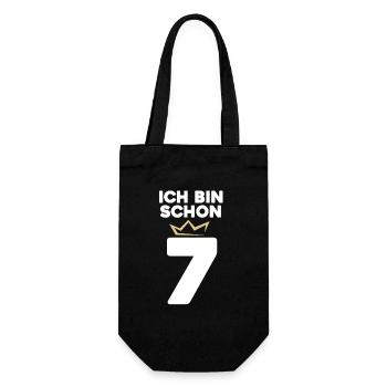 7 Geburtstag - 7 Jahre mit Krone - Geschenkbeutel für Flaschen - Schwarz - Vorne