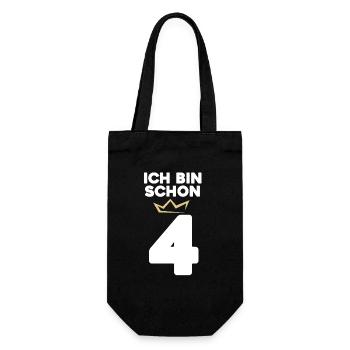 4 Geburtstag - 4 Jahre mit Krone - Geschenkbeutel für Flaschen - Schwarz - Vorne