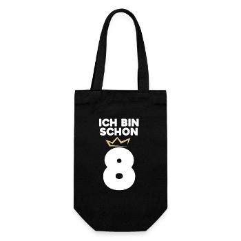8 Geburtstag - 8 Jahre mit Krone - Geschenkbeutel für Flaschen - Schwarz - Vorne