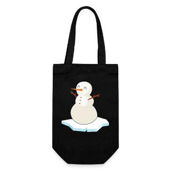 Eisbader "Schneemann am Eisloch" Winterschwimmen - Geschenkbeutel für Flaschen - Schwarz - Vorne