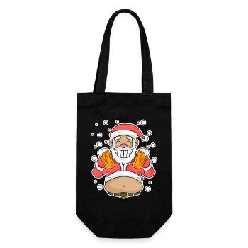 Weichmachten Bier Weihnachtsmann - Geschenkbeutel für Flaschen - Schwarz - Vorne