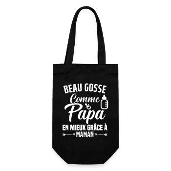 Beau Gosse Comme Papa Cadeau Maman Body Enceinte - Sac à bouteille - noir - Devant