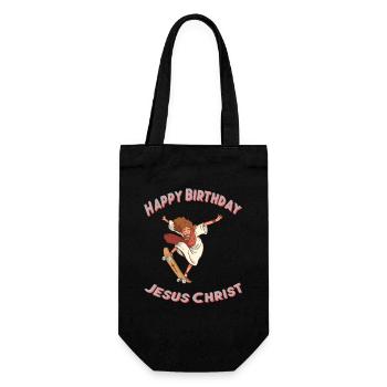 Happy Birthday Jesus Christ Skating Skateboard - Gift Bag for Bottles - black - Front