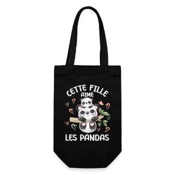 Dieses Mädchen Liebt Pandas - Geschenkbeutel für Flaschen - Schwarz - Vorne