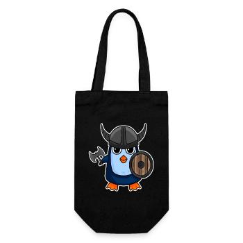 Motif de manchot viking - Sac à bouteille - noir - Devant