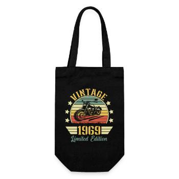 Vintage 1969 Retro Motorcycle Birthday Gift - Gift Bag for Bottles - black - Front