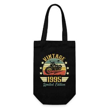 Vintage 1995 Retro Motorcycle Birthday Gift - Gift Bag for Bottles - black - Front