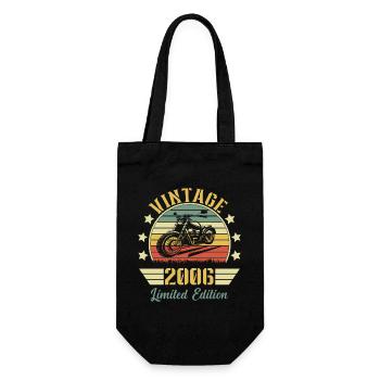 Vintage 2006 Retro Motorrad Geburtstagsgeschenk - Geschenkbeutel für Flaschen - Schwarz - Vorne