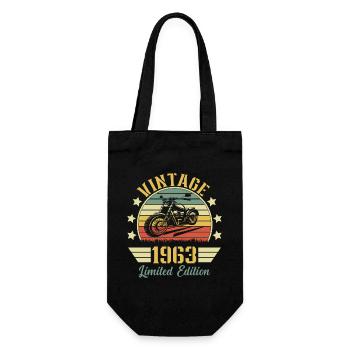 Vintage 1963 Retro Motorcycle Birthday Gift - Gift Bag for Bottles - black - Front