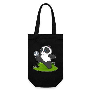 Panda Fußballspieler Fußball - Geschenkbeutel für Flaschen - Schwarz - Vorne