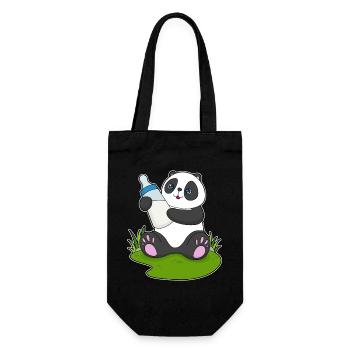Panda Babyflasche Milch - Geschenkbeutel für Flaschen - Schwarz - Vorne