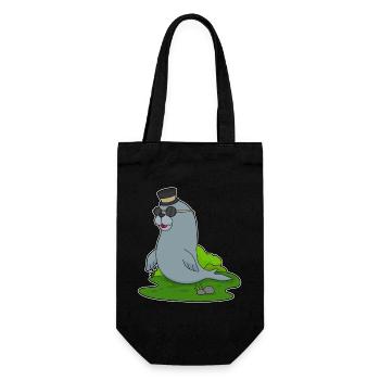 Seal Gentleman Top Hat - Gift Bag for Bottles - black - Front