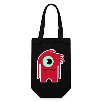 Red Cyclops Monster | Funny Chibi Alien  - Gift Bag for Bottles - black - Front