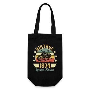 Vintage 1974 Retro Motorcycle Birthday Gift - Gift Bag for Bottles - black - Front